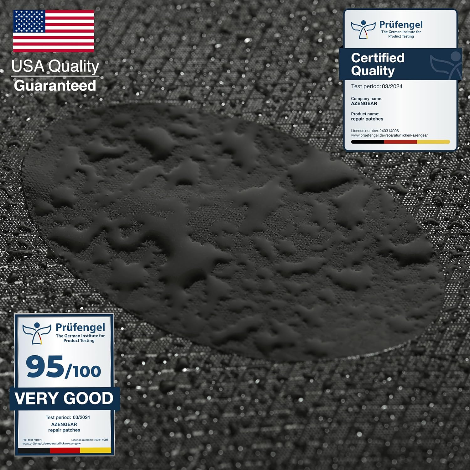 Azengear Repair Patches Waterproof, Self-Adhesive, Tear-Cold-Heat-Resistant Polyester Fabric to Fix down Jacket, Puffer, Snowsuit, Shoe, Tent, PVC, Clothing, Upholstery (11 Pcs, Black) image number 2