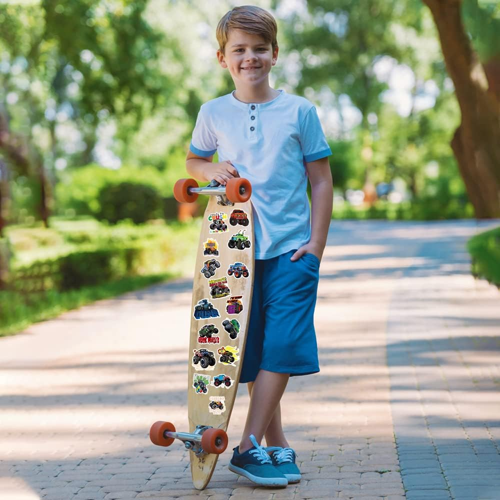 100PCS Monster Truck Stickers, Truck Car Stickers for Kids, Truck Stickers Waterproof for Water Bottles Skateboard Laptop Monster Truck Party Favors for Girls Boys image number 2