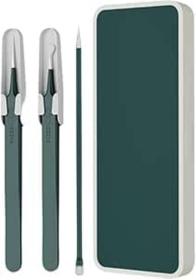 Upgrade Facial Blackhead Remover Tweezers, Ingrown Hair Tweezers,Extractor Acne Removal, Pimple Popper Tool Suit (Green, One Size) image number 3