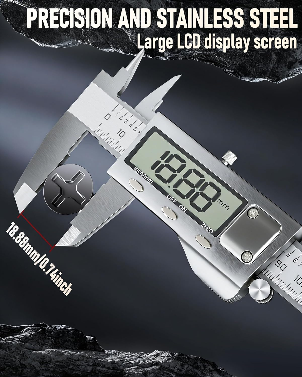 Measuring & Layout Tool with LCD Screen (6Inch/150Mm), Digital Caliper Vernier Calipers,Metric Conversion Micrometer Caliper Tool image number 2