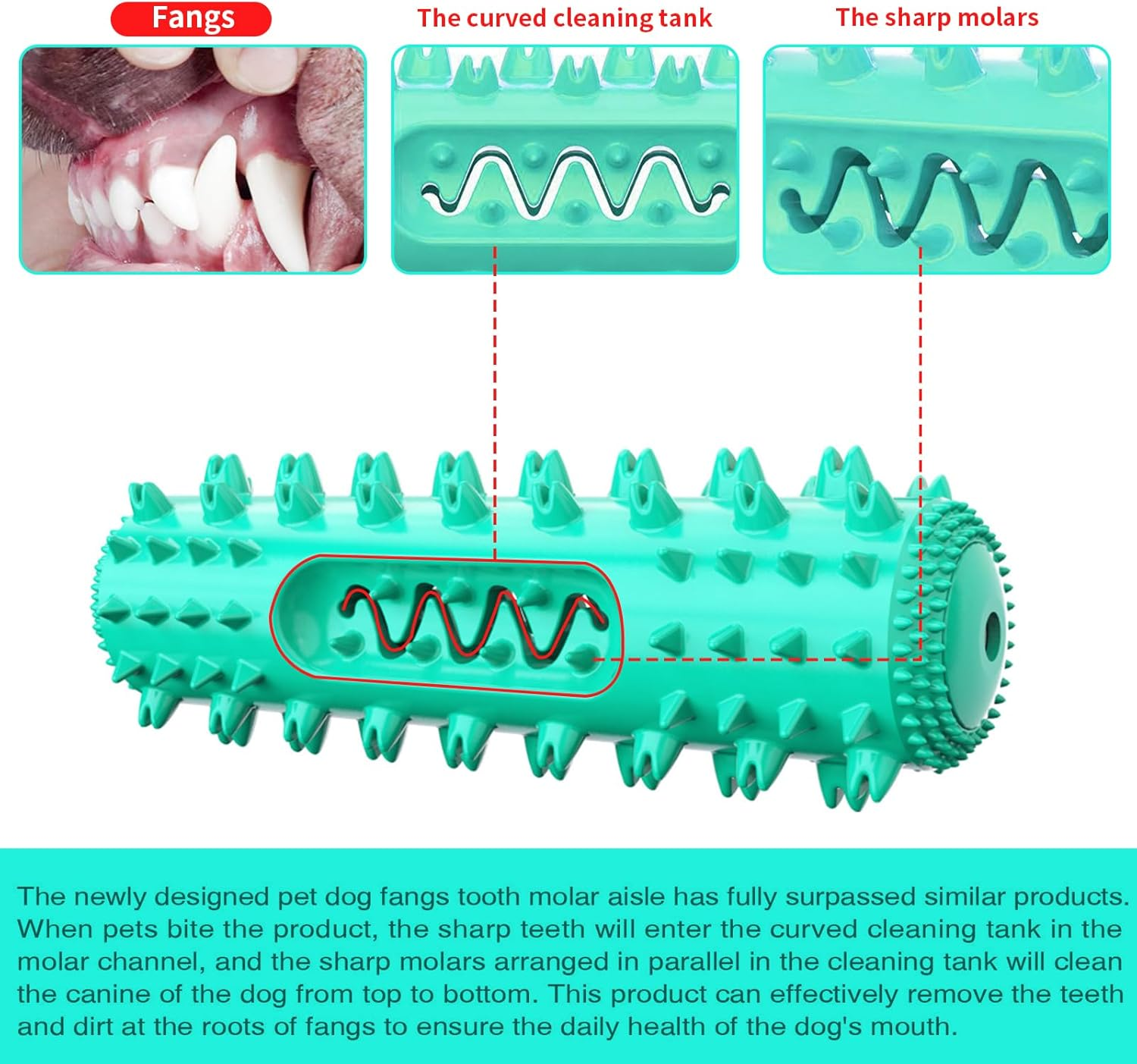 Dog Chew Toy, Squeaky Puppy Teething Chew Toys, Indestructible Bone for Aggressive Chewers, Durable Dog Toothbrush Toys, Natural Rubber Teething Chew Toys for Small Medium Large Breed Dogs (Blue) image number 2