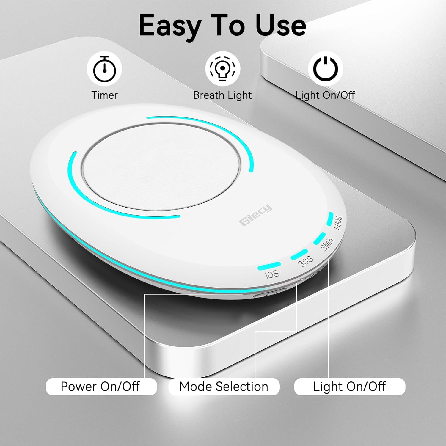 Giecy Mouse Jiggler with Timer Breathing Light, Undetectable Driver-Free Mover with Simulates Realistic Mouse Movement to Keep Computer PC Active (White) image number 5