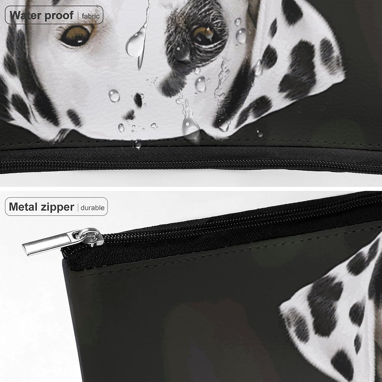 HEBVNJF Travel Makeup Bag Portable Cosmetic Bag Diving Hippo Makeup Storage Bag for Women/Girl, Dalmatian Dog, One Size image number 6