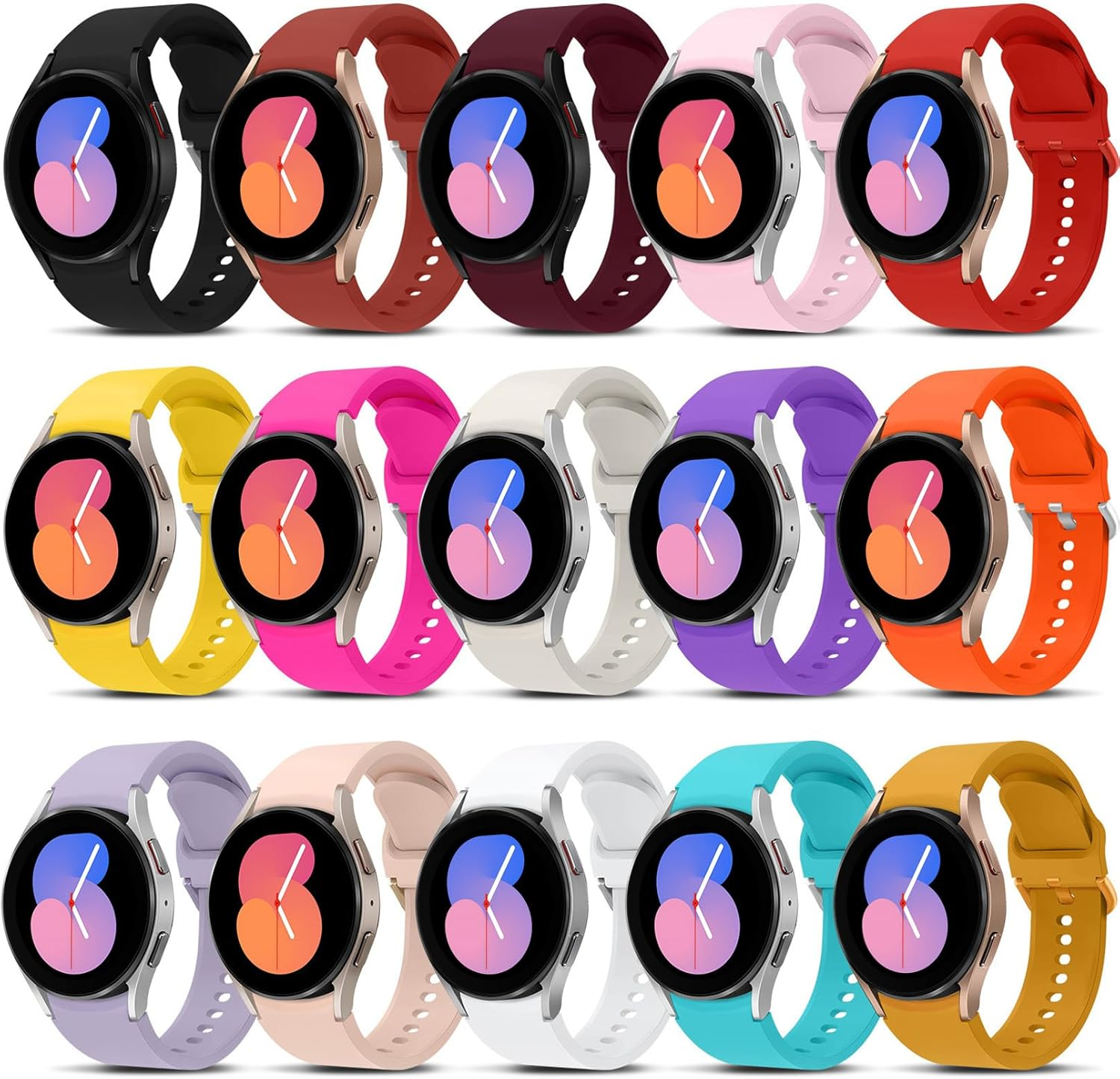 Galaxy Watch 7/FE/6/5/4 Band,For Samsung Galaxy Watch 5 Pro Band 45Mm 40Mm 44Mm,Soft Silicone Sport Strap Correa Galaxy 6/4 Classic Bands 47Mm 46Mm 42 43Mm Women Men,No Gap Bracelet Replacement Wristbands