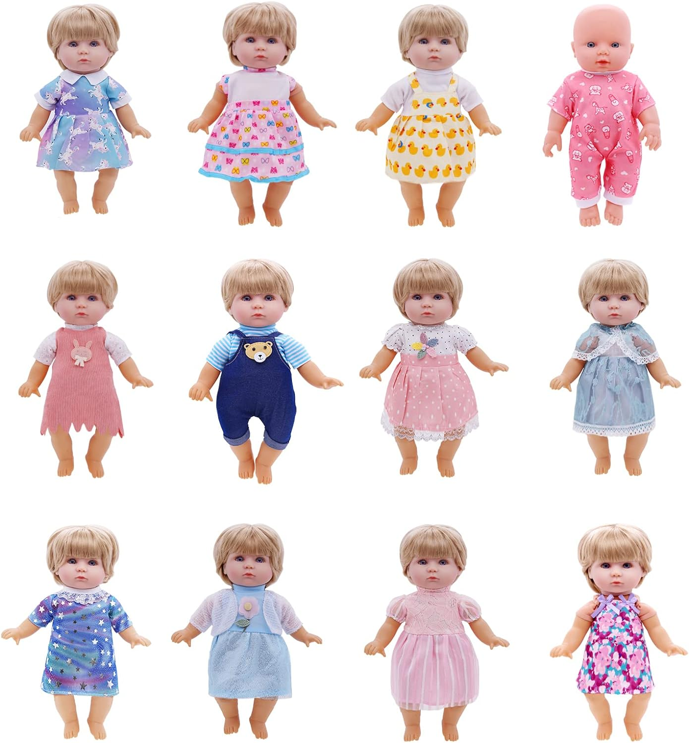 Girl Doll Clothes and Accessories - 12 Sets Doll Clothes for 12 Inch Dolls, Alive-Baby Doll Clothes Dress Pajamas Swimsuits, Lovely Baby Doll Outfits Accessories for Christmas Birthday for Little Girl image number 4