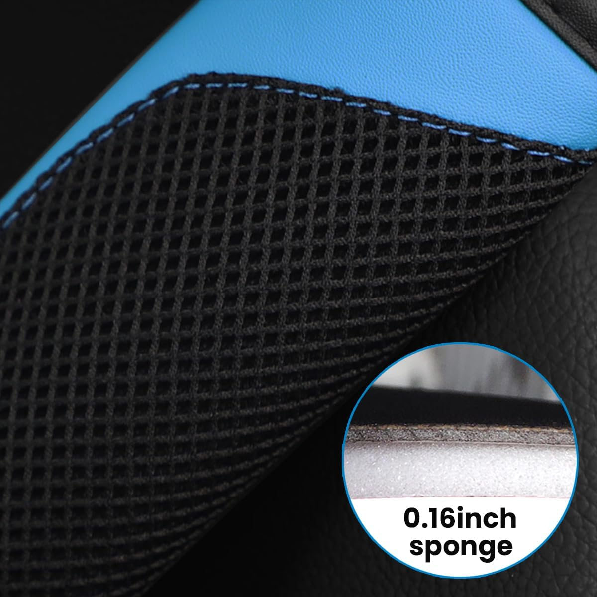 BESULEN Car Seat Belt Pads Cover, 2 Pack Leather Mesh Universal Seatbelt Shoulder Strap Protector, Soft Harness Pad Safety Belt Cover for Comfortable Driving, Car Interior Accessories (Blue) image number 4