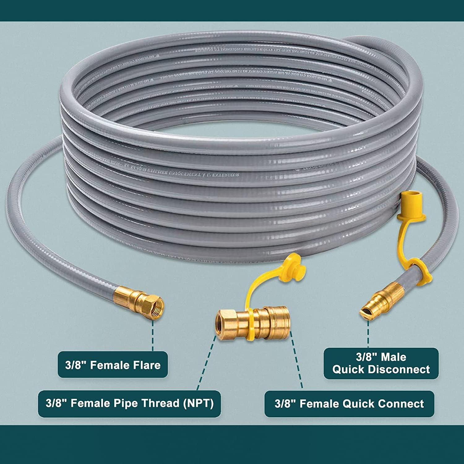 GASPRO 24 Natural Gas Hose with 3/8 Male Flare Quick Connect/Disconnect for BBQ Gas Grill-Fits Low Pressure Appliance-Csa image number 4