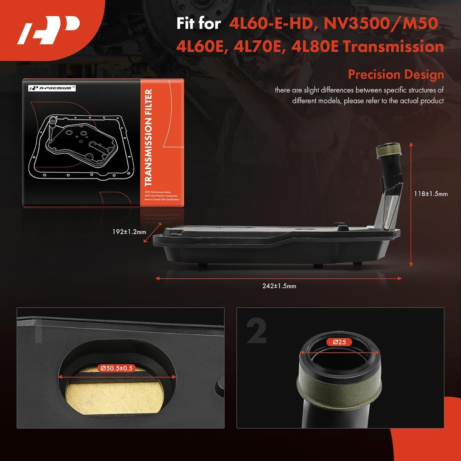 A-Premium Automatic Transmission Fluid Filter with Pan Gasket, Compatible with Chevy Silverado 1500 2500 HD 3500, Tahoe, Suburban, Express & GMC Sierra 1500 Classic, Yukon, Savana & Cadillac Escalade image number 5