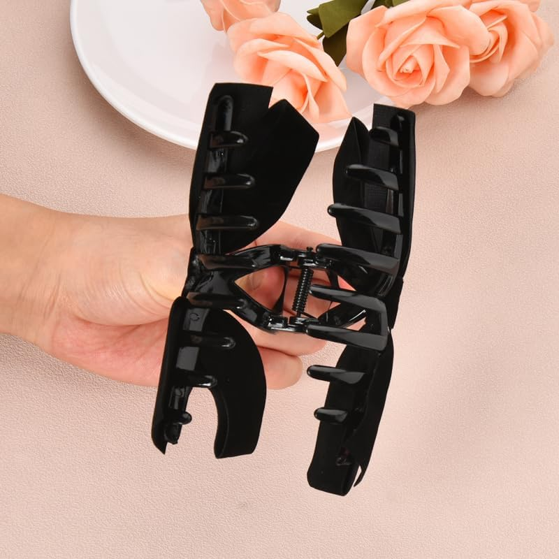 Velvet Bow Claw Clips for Women Bowknot Hair Clip Vintage Bow Hair Barrette for Tin Thick Hair Women Hair Jaw Clips Large Butterfly Clamps for Hair Claw Accessories image number 6