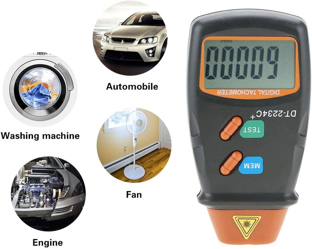 Mini RPM Tester Meter, Laser Photo Tachometer Digital LCD Tachometer Dt-2234C Non-Contact Tach Meter image number 1