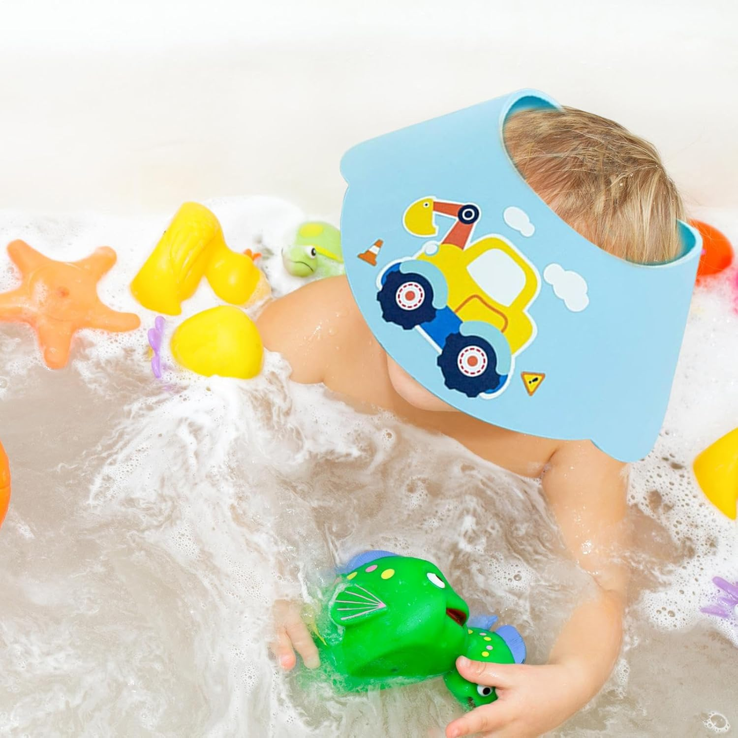 Walopola Hair Washing Shield | Bath Visor - Shampoo Head Cover Adjustable Waterproof Eye Ear Protector for Elderly Water Conservation Bathing Bathtub