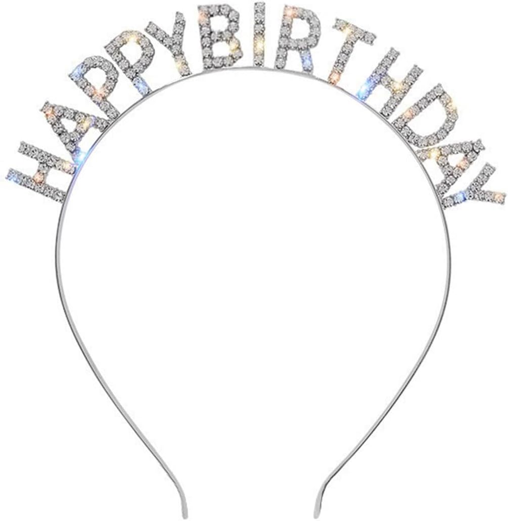 Aikeis Birthday Tiara, Little Birthday Crown Tiara, Little Girl Birthday Headband, Small Rhinestone Headband, Happy Birthday Tiara Hair Accessory (Silver) image number 4