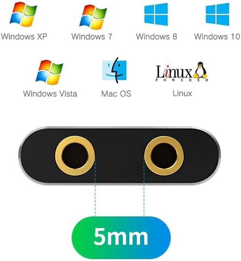 USB Sound Card Adapter,Usb Audio Adapter 3.5Mm Jack,External Sound Card for Windows Mac Linux PC Laptops Desktops PS4 Headsets, Black