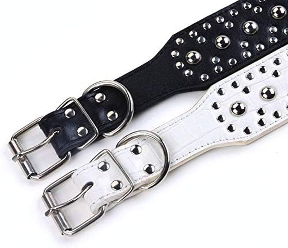 Haoyueer New Unisex Studded Leather Dog Collars Medium Large Dog Necklace for Pitbull Doberman Sizes M L(Red,M) image number 4