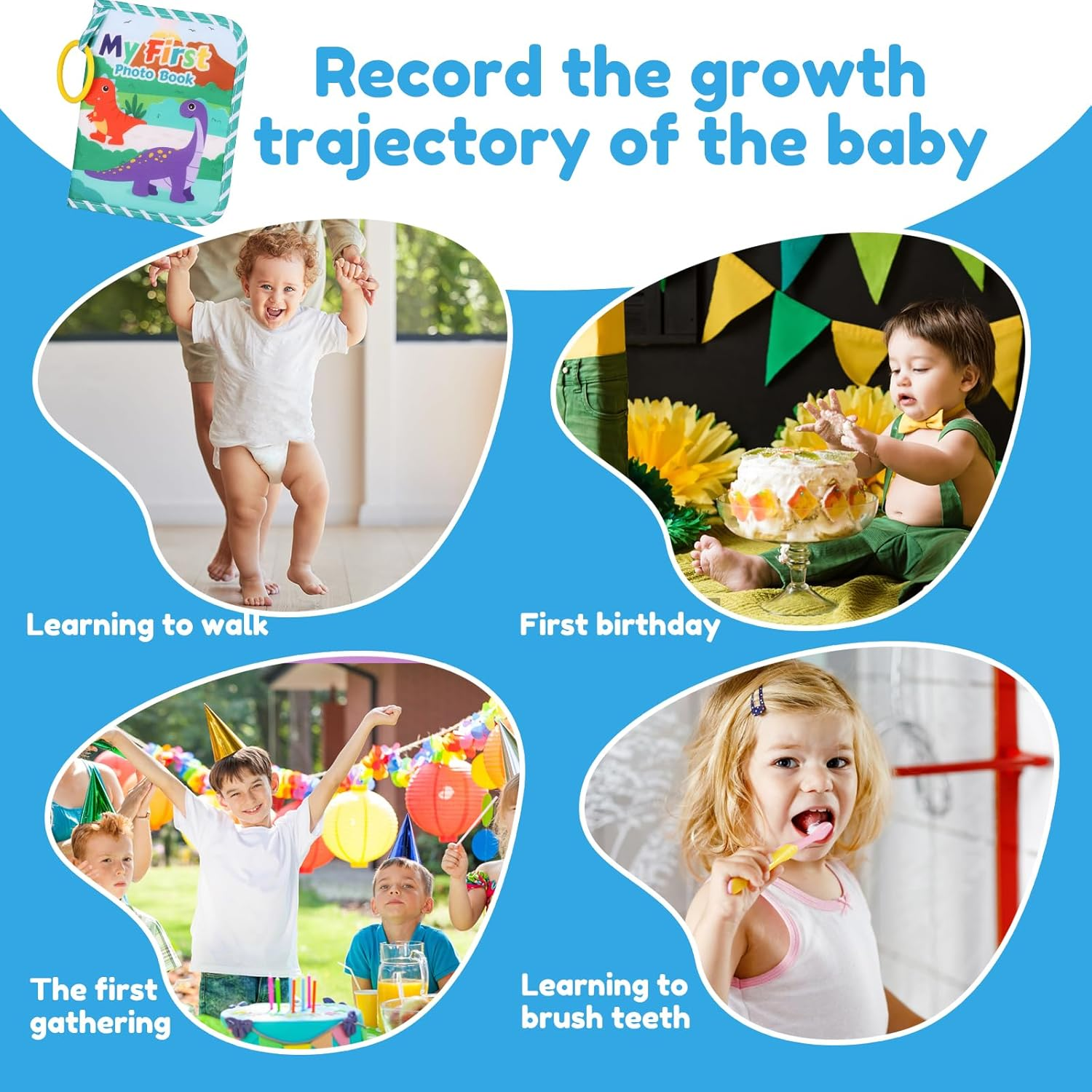 2PCS Soft Cloth Photo Book Cloth Baby Photo Album, My First Photo Book, Soft Photo Cloth Book Gift Set, with Detachable Ring Hook Photo Album, for Newborn Toddler & Kids image number 3