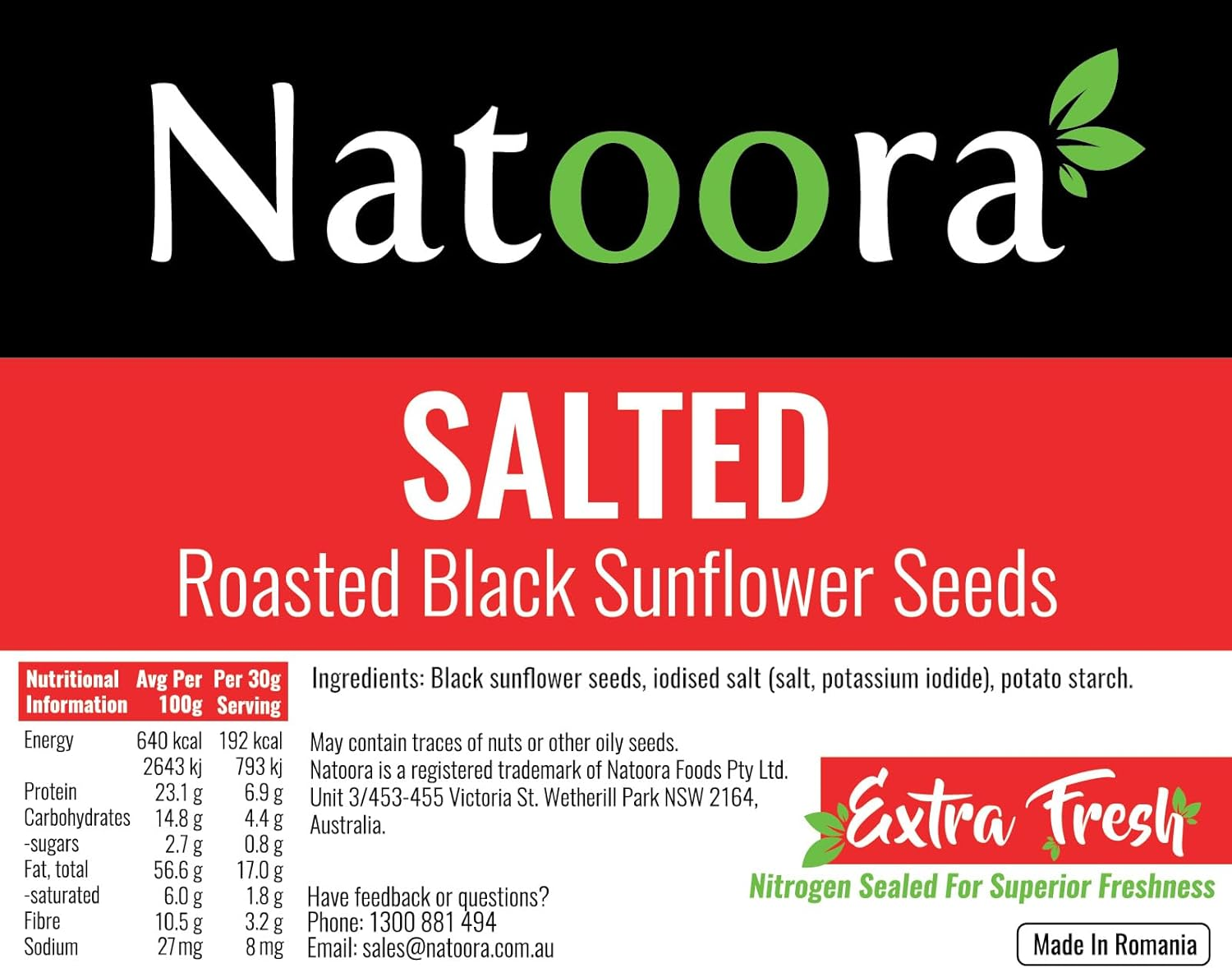 Natoora Black Sunflower Seeds -Roasted and Salted (5X300 G) image number 1