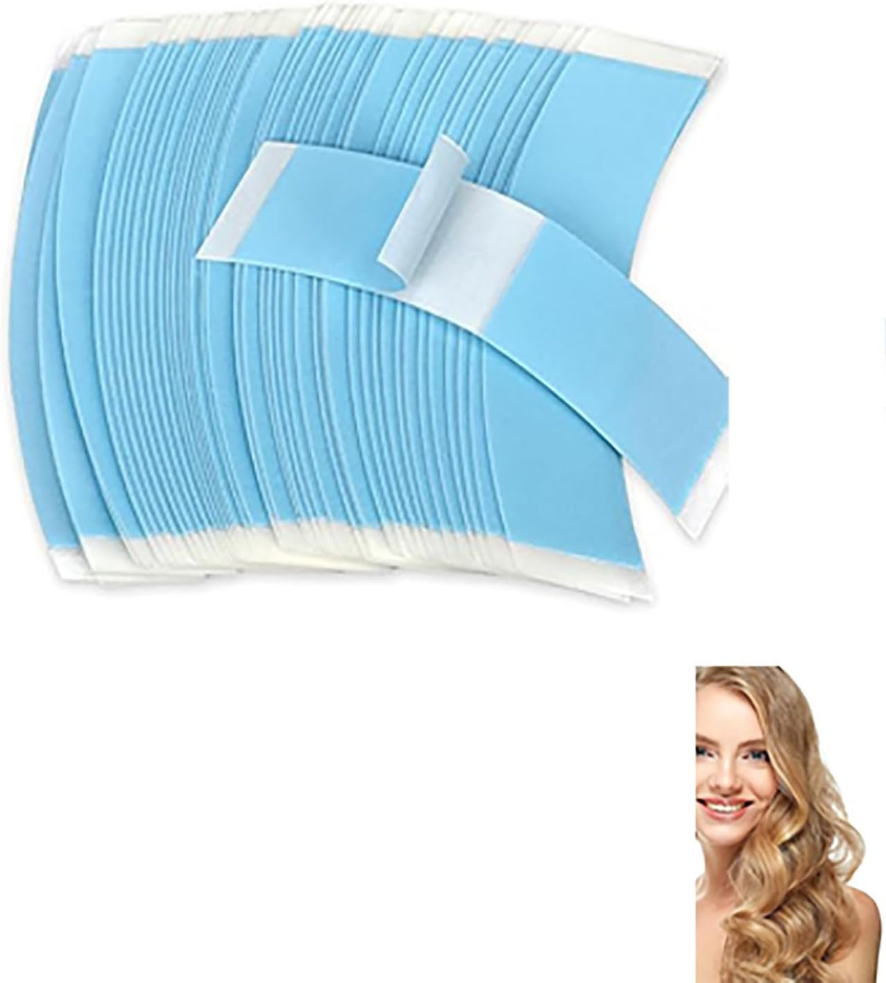 SYGELER Professional Wig Adhesive Tape 36Pcs - Medical Grade Double-Sided Lace Tape with Ultra Hold (72Hrs), Waterproof & Sweat-Proof for Wigs/Hair Extensions, Sensitive Skin Safe (Translucent Blue) image number 1