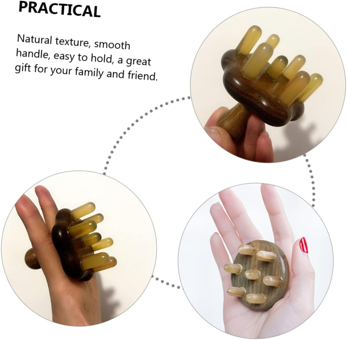 Beatifufu 3Pcs Wide Tooth Scalp Brush Massager Comb for Head Massage Acupoint Relief Tool Static Hair Care image number 5