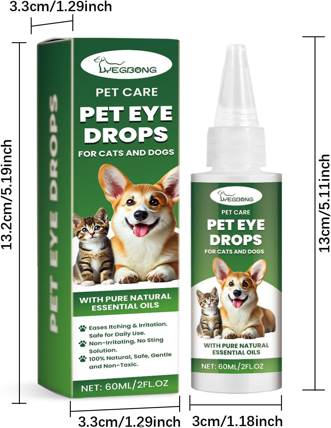 Anokasa Dog Eye Drops 60ML Eye Drops for Dogs and Cats Vet-Recommended Dog Eye Infection Treatment to Soothe Infection Allergy, Relieve Dry Eyes Pink Eyes, Pet Tear Stain Cleaner image number 5