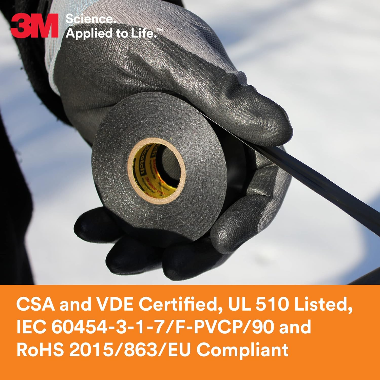 3M Scotch(R) Super 33(TM) Vinyl Electrical Tape, 3/4 in X 52 Ft, Black image number 6