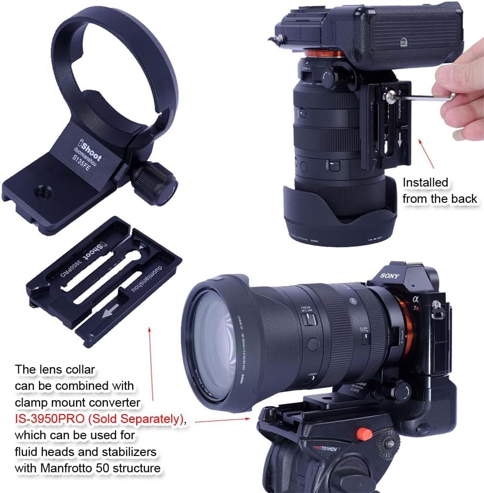 Lens Collar Tripod Mount Ring Compatible with Sigma 28-105Mm F2.8 DG DN Art, 50Mm F1.2 DG DN Art, 50Mm F1.4 DG HSM Art, 28Mm F1.4 DG HSM Art (E-Mount), Bottom Is Arca-Swiss Fit Quick Release Plate image number 5