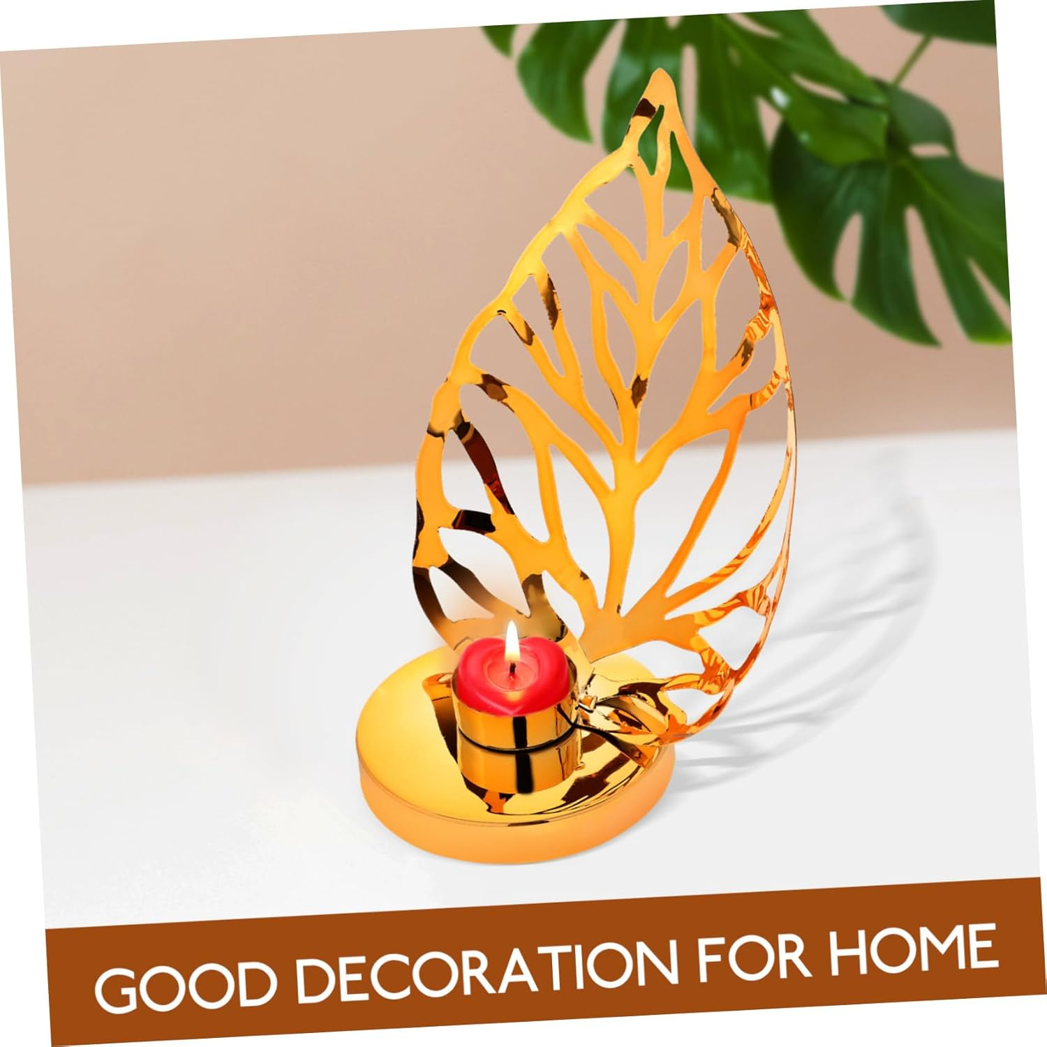 Yardenfun Leaf Shape Metal Candlestick Holder Decorative for Parties Weddings Tabletop Candle St image number 2