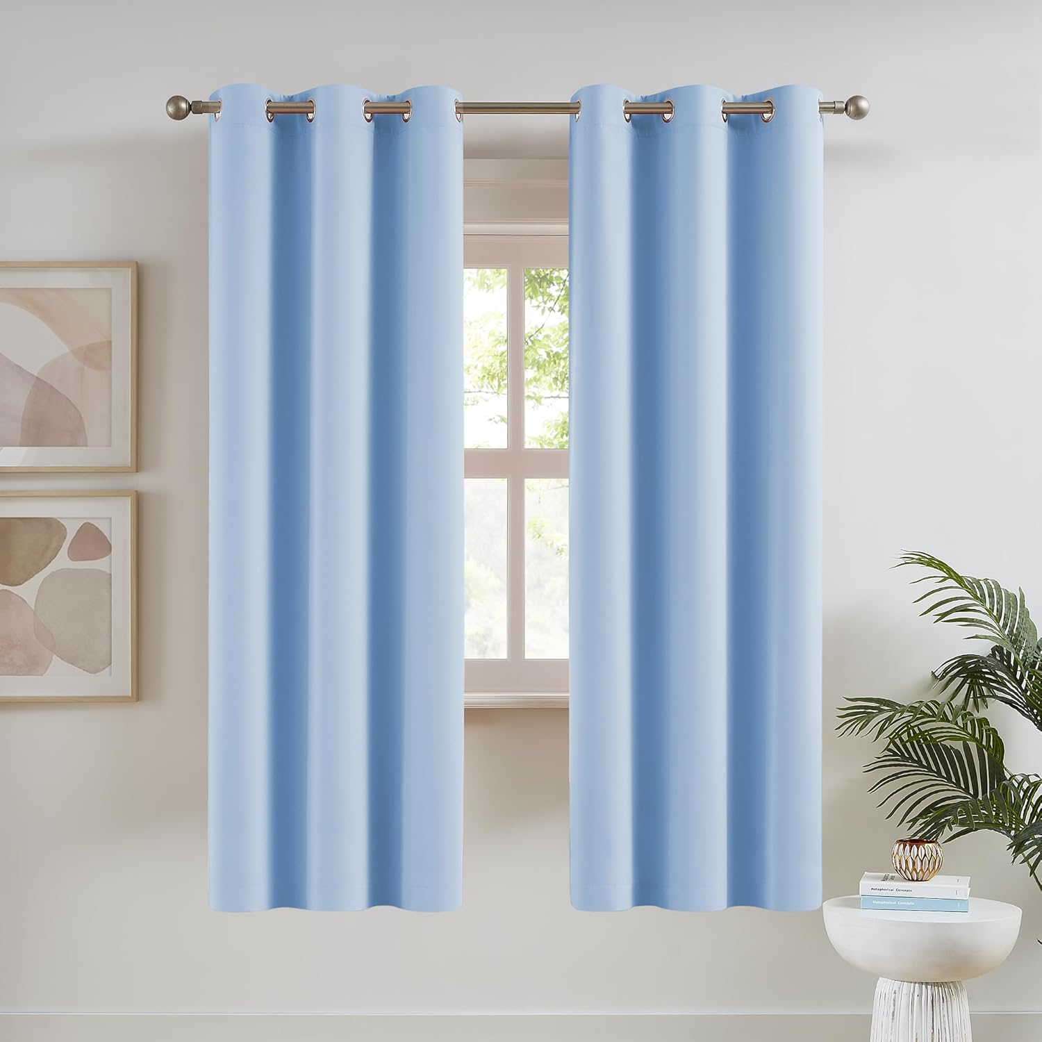 DUALIFE Light Sky Blue Curtains for Bedroom, 63 Inch Length, 2 Panels Sets - Thermal Insulated Room Darkening Curtain Draperies with Grommet for Nursery (42 X 63 Inch, 2 Panels) image number 4