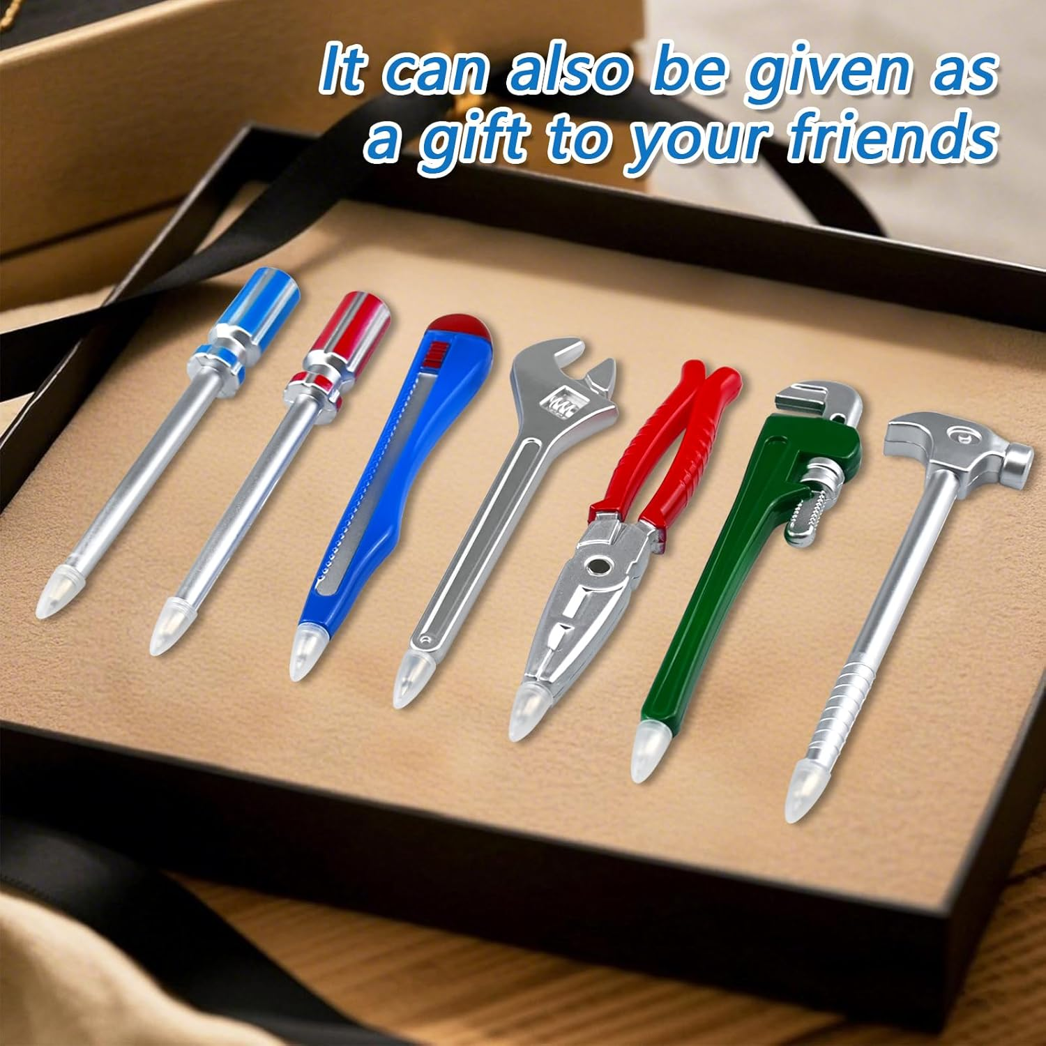 7PCS Funny Tool Ballpoint Pens, Novelty Black Ink Hardware Shape Pen, Hammer Pens Wrench Writing Pen for Boys Worker Craftsman Gift School Office Stationary Supplies image number 6