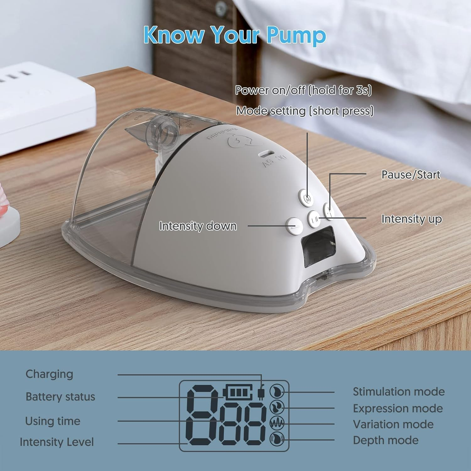 Bellababy Hands-Free Breast Pumps Wearable Newly Upgraded, Electric Double Breast Pumps 4 Modes & 9 Levels Suction, Wireless Portable Breast Pumps, 2 Packs. (24Mm Flanges, 21/19/17Mm Inserts) image number 4