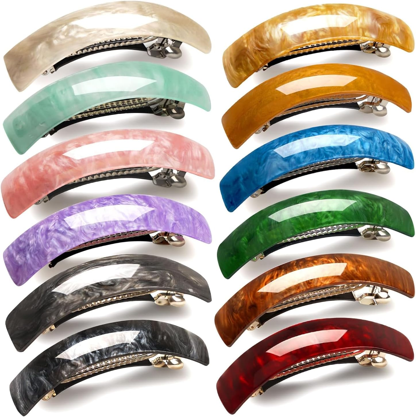 JOYOYO 12 Pcs Hair Barrettes for Women Elegant Barrette Hair Clips Retro French Design, Acrylic Hair Slides Automatic Clamp Hair Clips image number 6