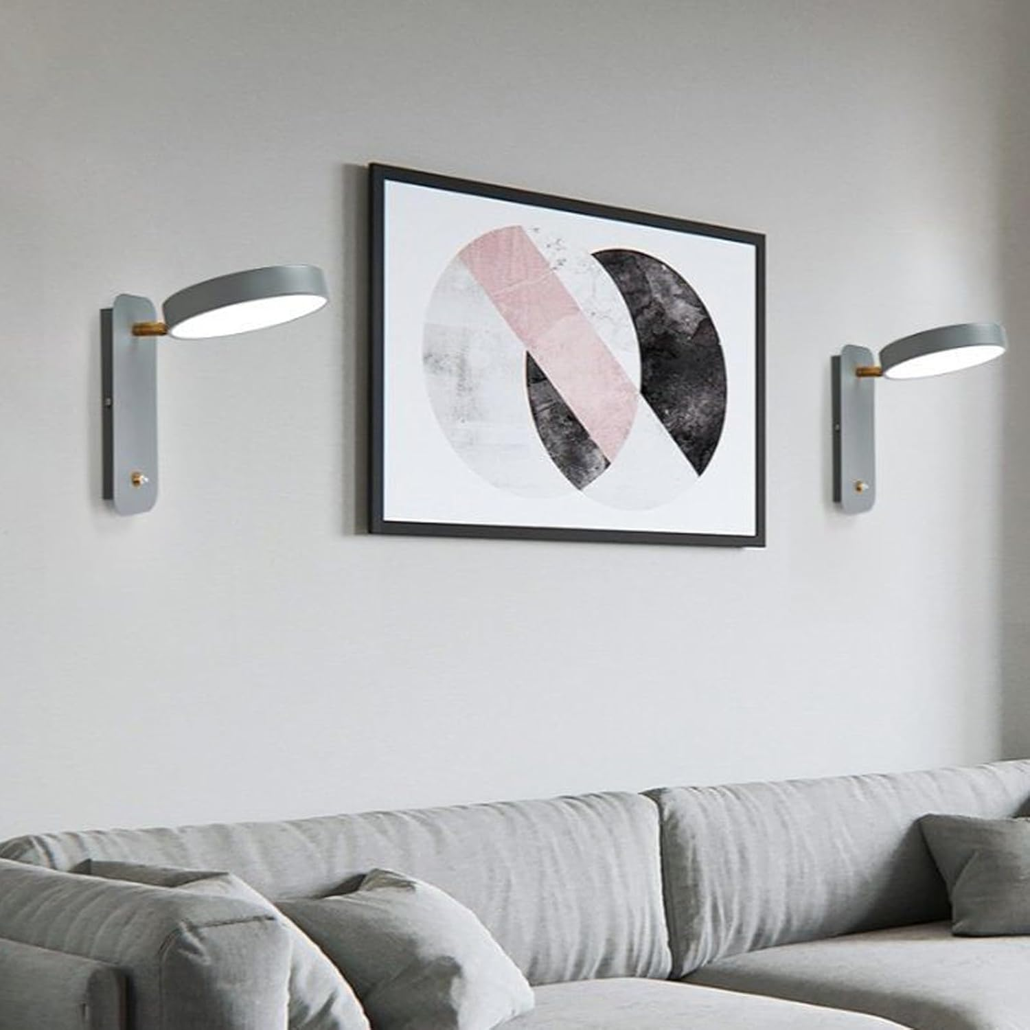 LED Indoor Wall Sconces with Switch Tri-Color Dimmable Wall Lamp 180&deg; Rotatable Wall Light Modern Metal Wood Reading Lighting for Bedroom Bedside Living Room 3000K/4000K/6500K (White) XXZ image number 1