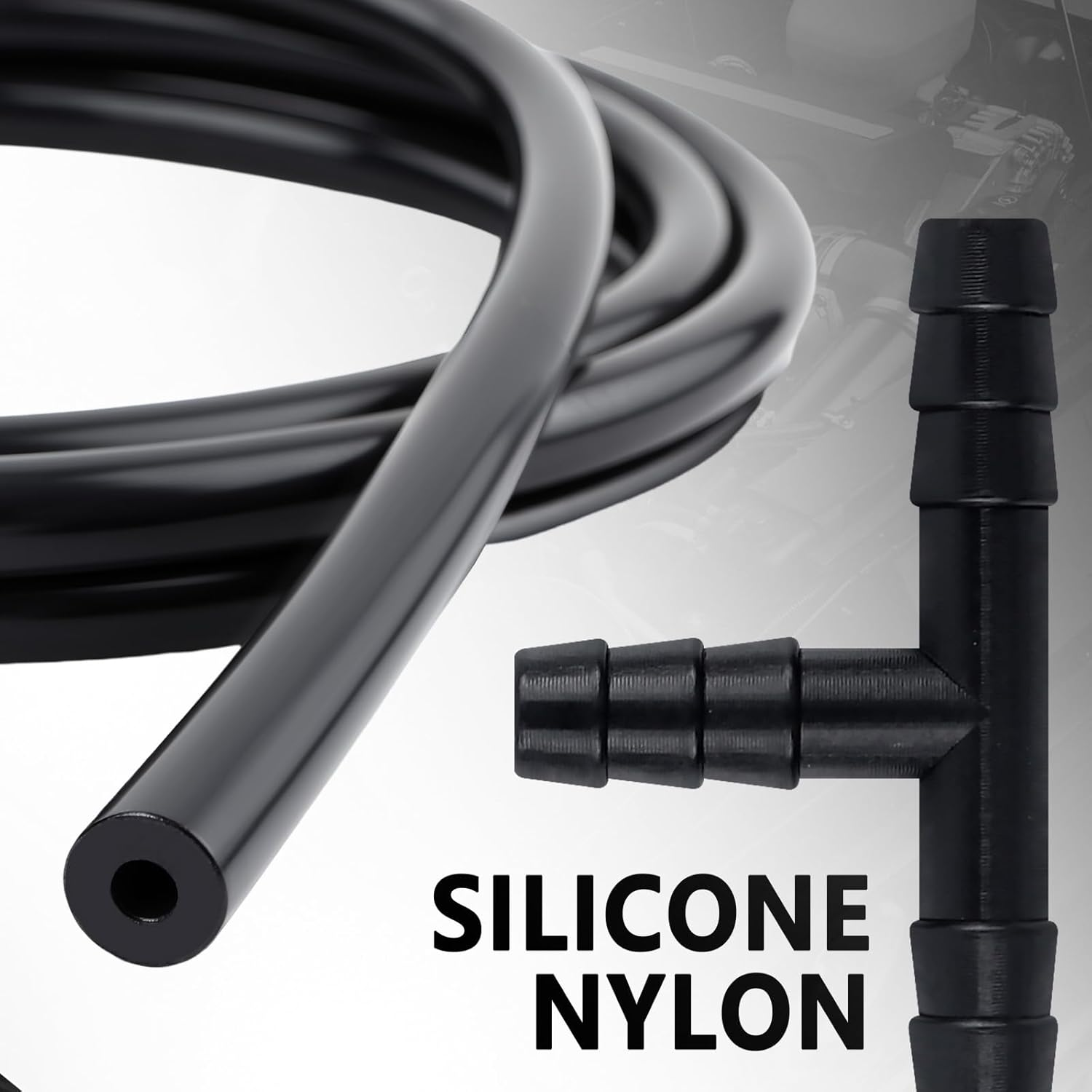 6PCS 5Ft Silicone Vacuum Hose Kit with 64PCS Connectors,100Psi Vacuum Hose Automotive Parts Include 1/8" 5/32" 3/16" 1/4" 5/16" 3/8" Id,Silicone Tubing for Auto Line Replacement image number 5