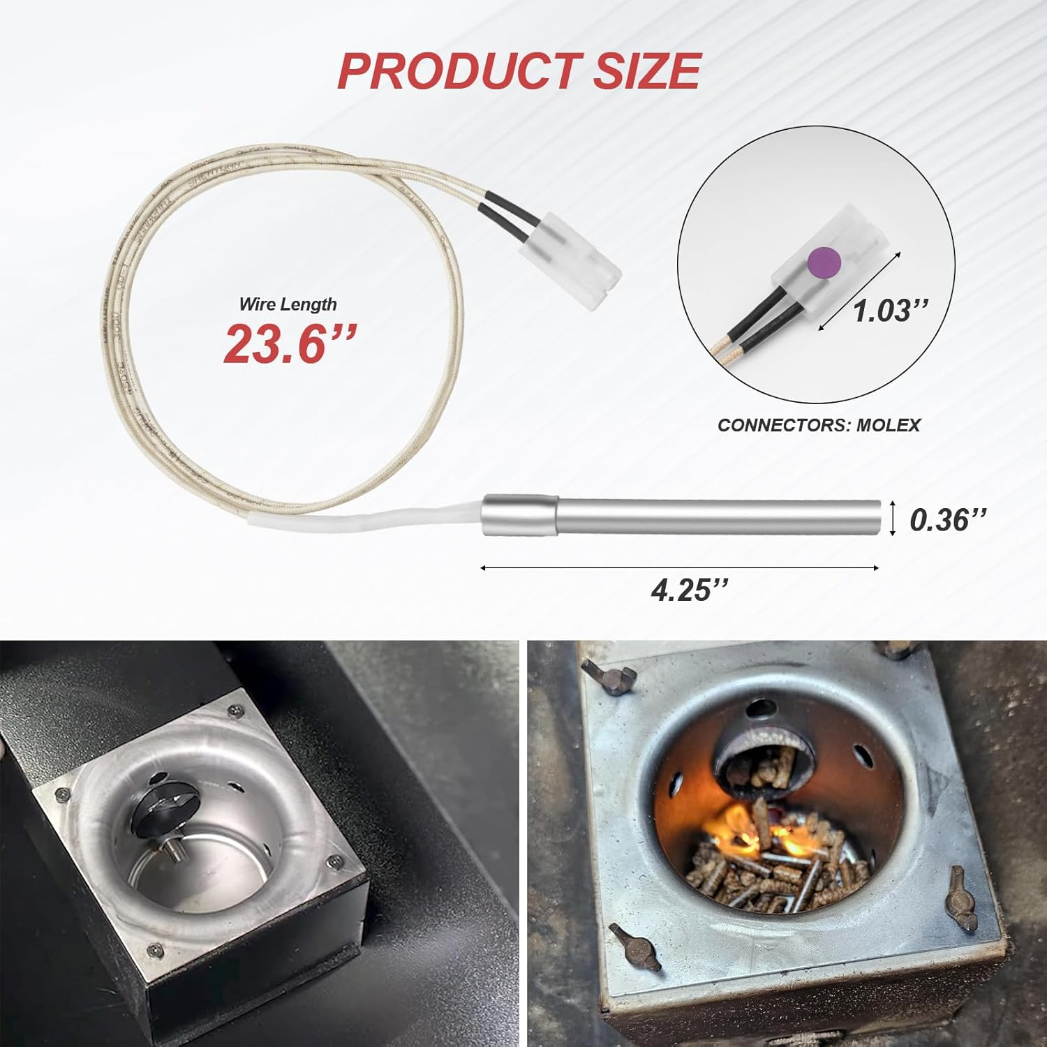 2 Pack Grill Hot Rod Ignitor Kit Replacement Parts for Pit Boss, Pellet Grill Igniter Rod Heating Element Hot Igniter Kits Compatible with for Traeger & Camp Chef Grill, with 2 Fuses image number 3