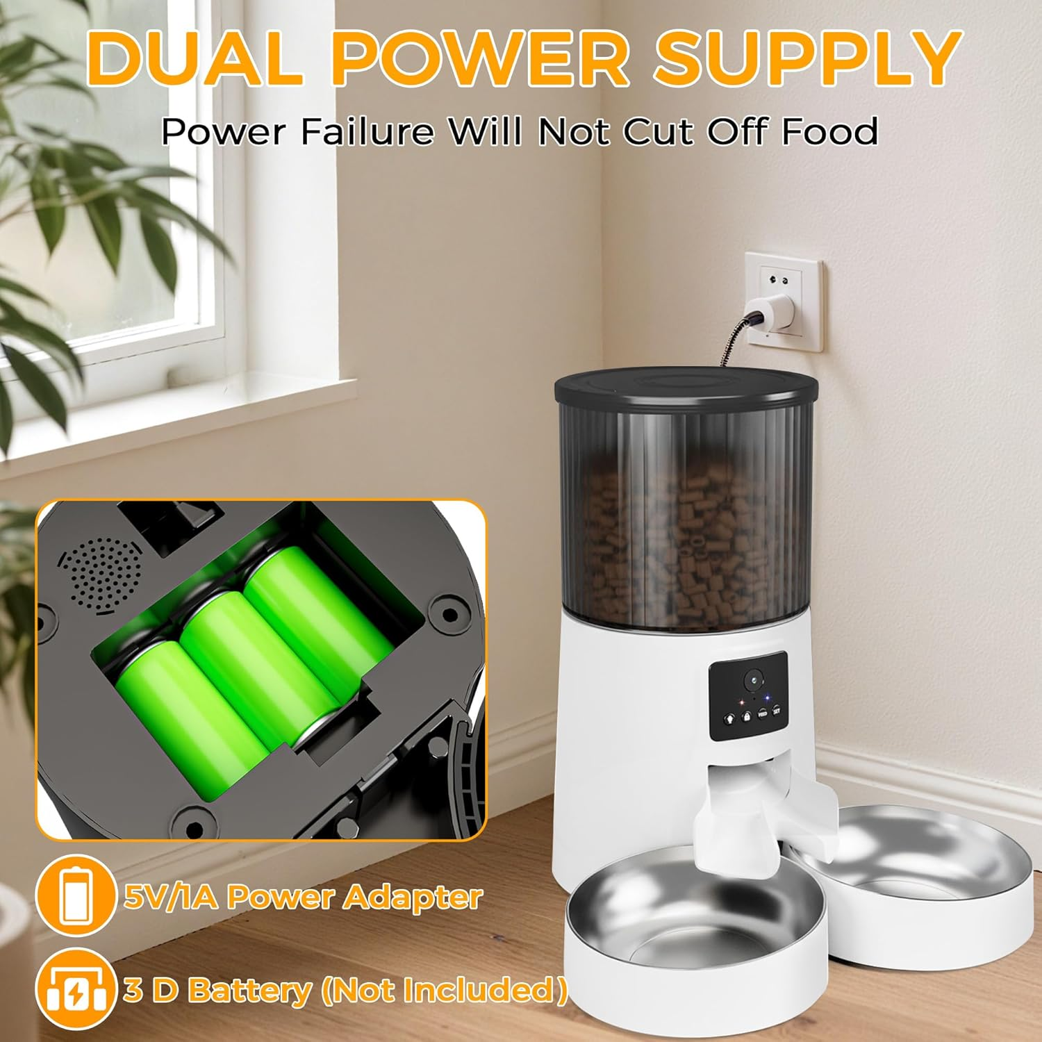 Advwin Automatic Cat Feeder with HD Camera for 2 Cats: 4L Automatic Dog Feeder with Night Vision, 2.4G Wifi Auto Cat Food Dispenser for Multiple Pet, Detachable for Cleaning