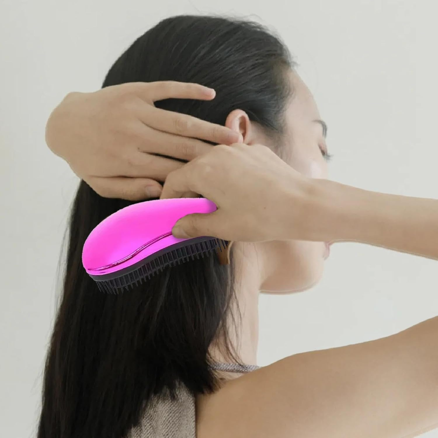 Maciun Detangling Brush for Curly Hair | Portable Hairbrush with Long Handle - Untangle Brush, Travel Hair Detangler, Scalp Massage for Adults Kids Natural Curly Straight Hair image number 4