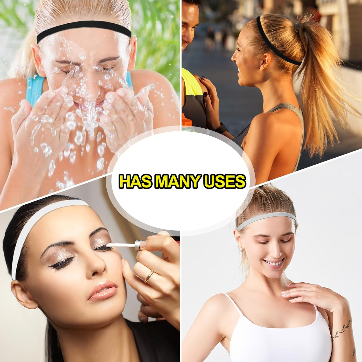 Sularpek Headband, Thick Non-Slip Elastic Sport Headbands, Unisex Headbands for Women&rsquo;S Hair, Elastic Silicone Grip Exercise Hair, Breathable Hairband for Sweat-Wicking for Doing Workout, Yoga image number 5