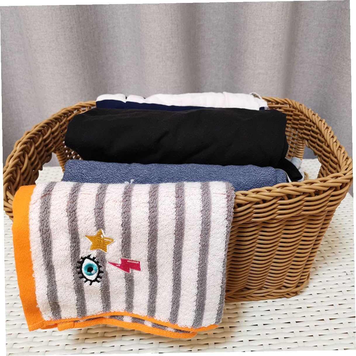 JECOMPRIS Rattan Wicker Laundry Basket 40 X 30 X 20 Storage Hamper Handle Multipurpose Decorative Basket for Clothes Bedroom image number 5