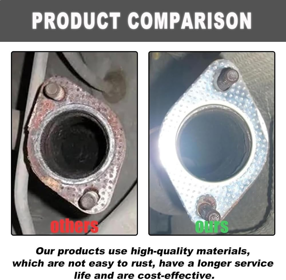 IONPSHG 6 Pcs Car Exhaust Gasket Standard 3" 2-Bolt Exhaust Flange Gasket Replaces OEM#120-06310-0002 Standard Exhaust Manifold Gasket Aluminium Alloy High Temp Gasket Material Car Accessories image number 3