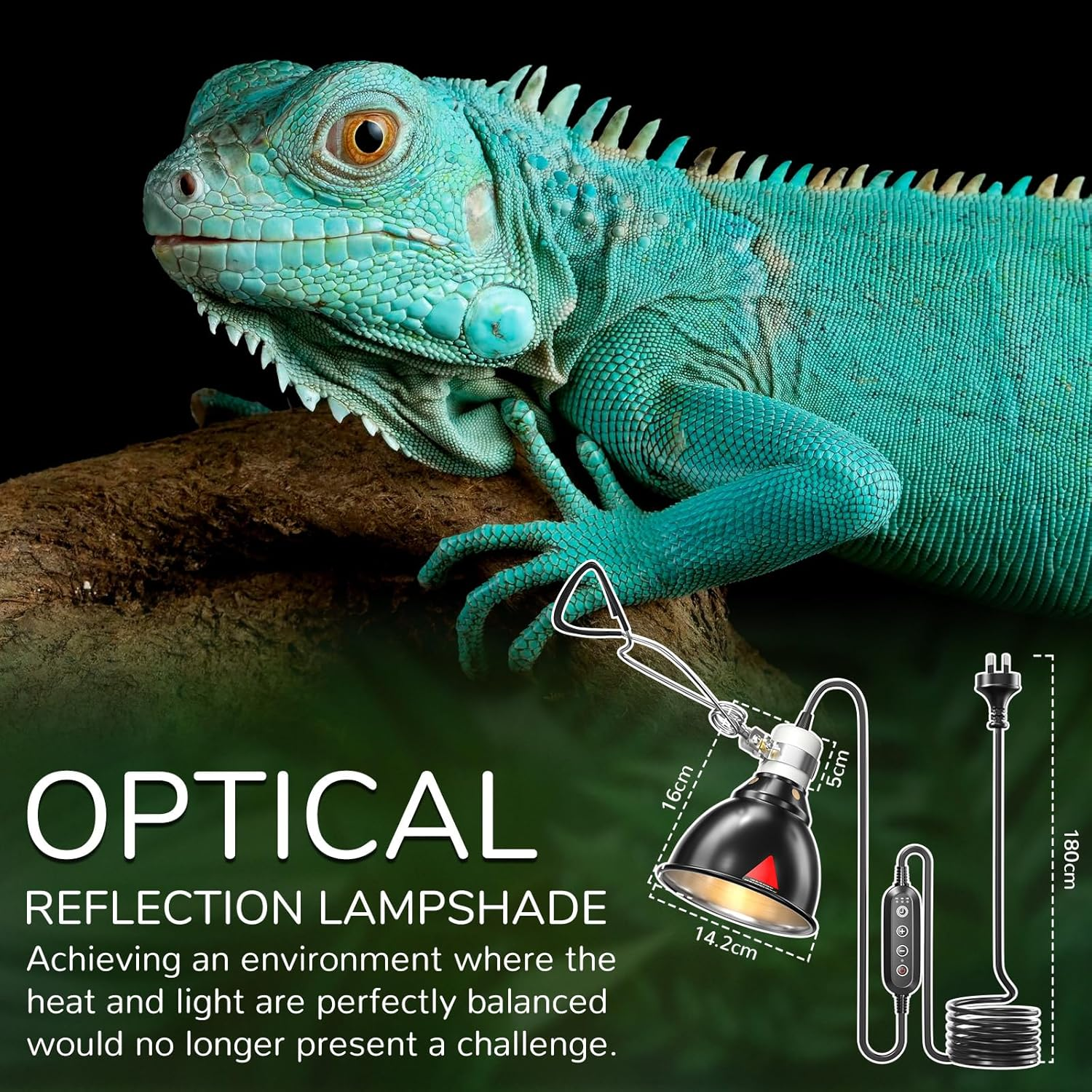 Lamptobe Reptile Heat Lamp, Reptile Dome Light Fixture with Timer, Tortoise Heat Lamp with Clamp,Terrarium Hood Lamp for Reptile, Tortoise, Beard Dragon image number 5