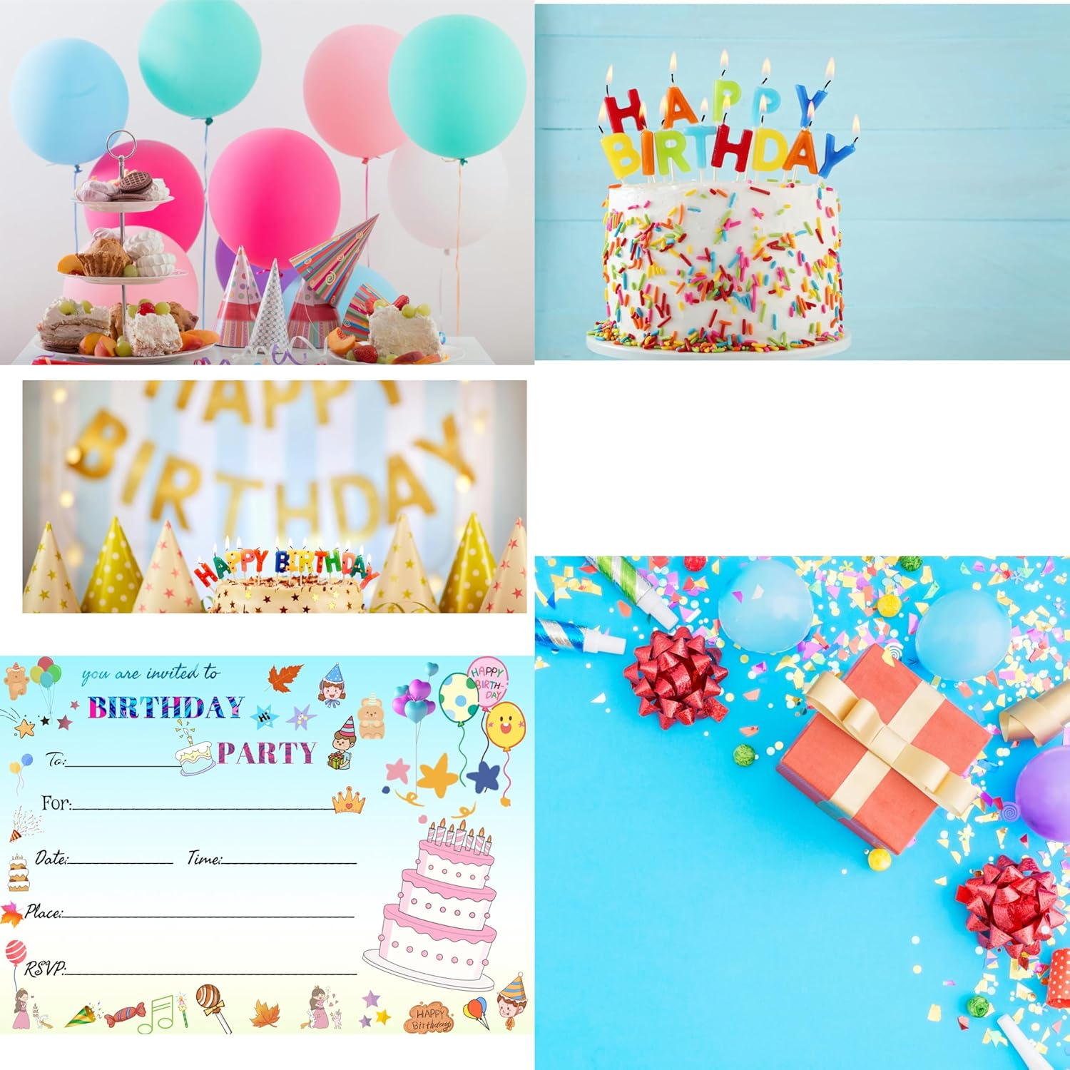 32 Pack Birthday Party Invitation Cards, Perfect for Kids, Adults, and All Celebrations,4.72 X 6.69 Inches (Cartoon) image number 5