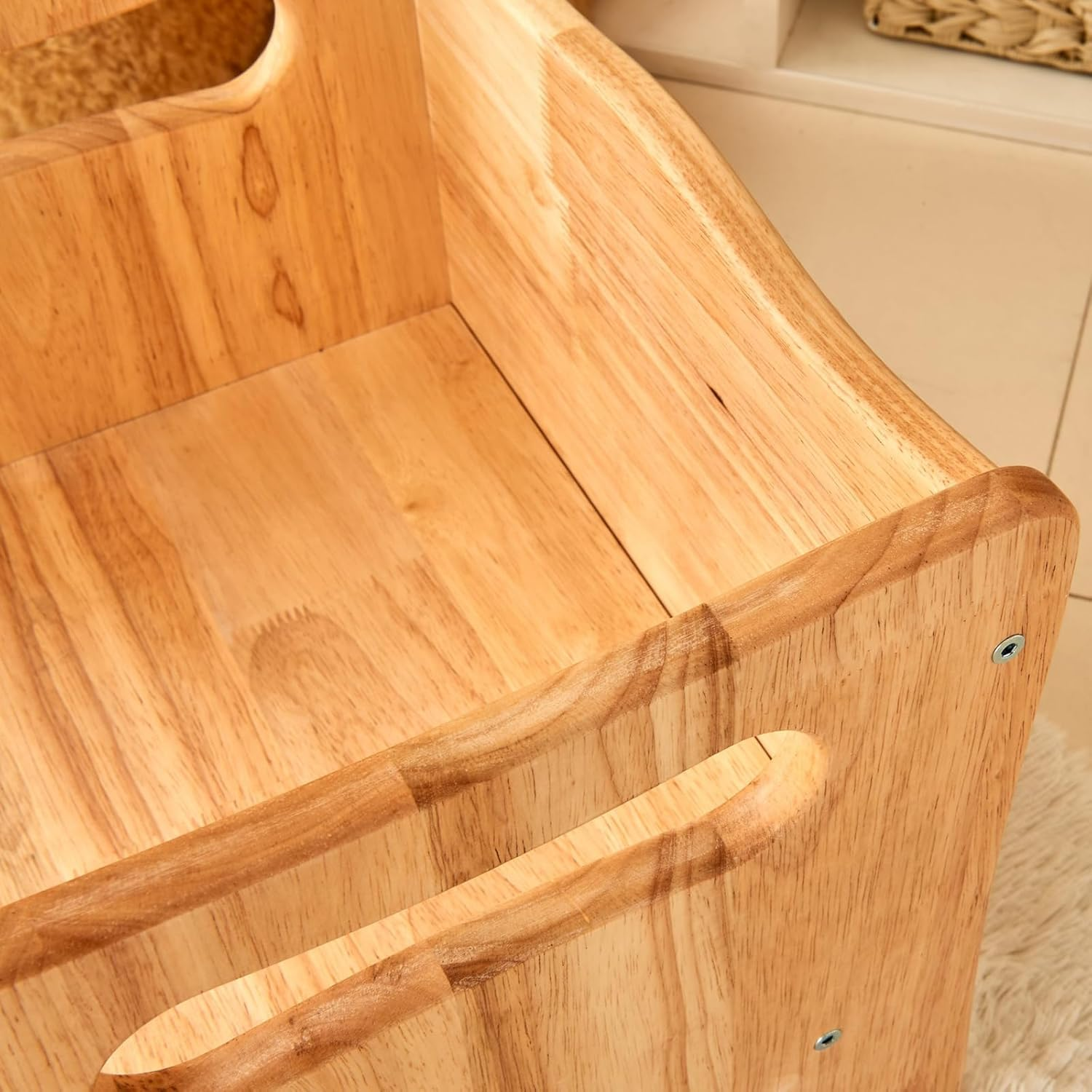 Wojkod Rubber Wood Montessori Weaning Table and Chair Set for Toddlers Age 1-3,Cube Table and Chair Set for Kids to Reading/Eating/Playing,Natural Quality Solid Wood Children Furniture,Cpc Certified image number 4