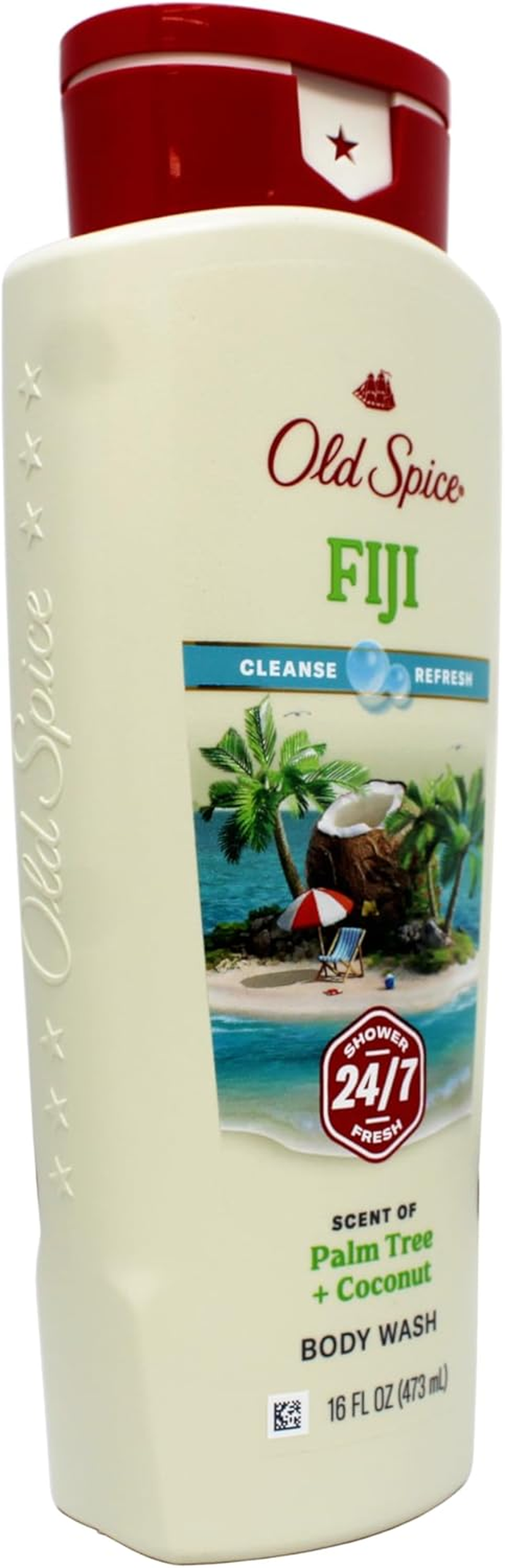 Old Spice Body Wash Fiji, Scent of Palm Tree + Coconut, Cleanse & Refresh, 16 FL OZ - 7 Pack