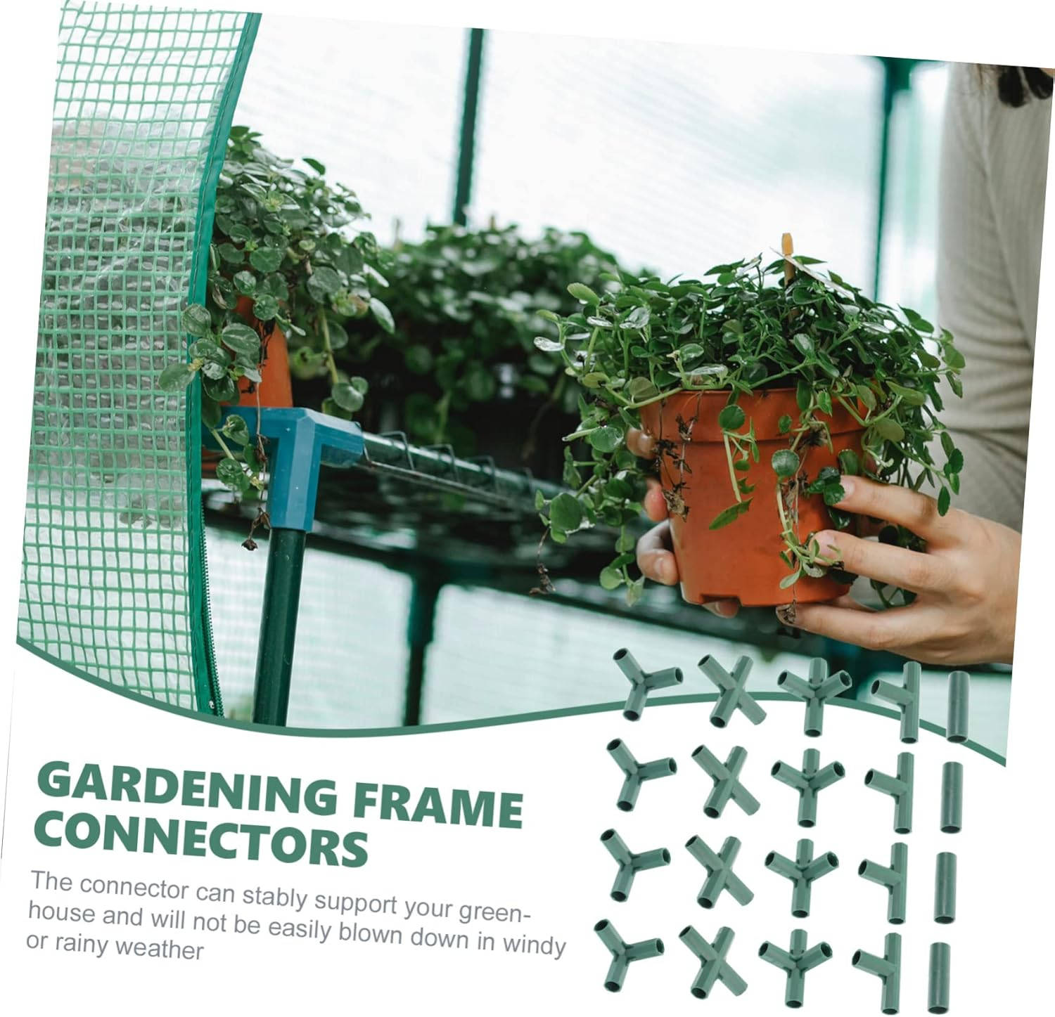 FONDOTIN 20Pcs Garden Pillar Connectors Tube Joints Kit 16Mm Plant Trellis Plastic Connectors Straight Tee Cross Fittings for Greenhouse Frame Support Gardening Supplies image number 3