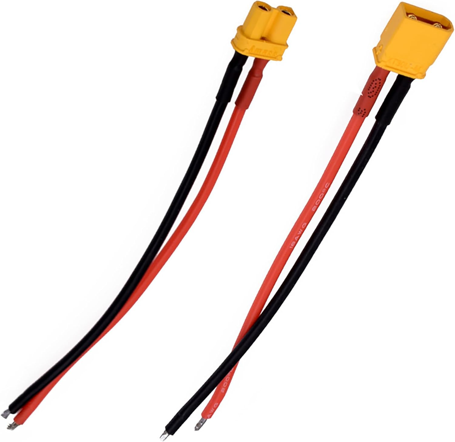Tunghey 2Pack 20AWG XT30 Pigtails XT30 Connector with Wire 150Mm Silicon Wire XT 30 Plug Male and Female Connector for RC Lipo Battery FPV Racing Drone image number 5