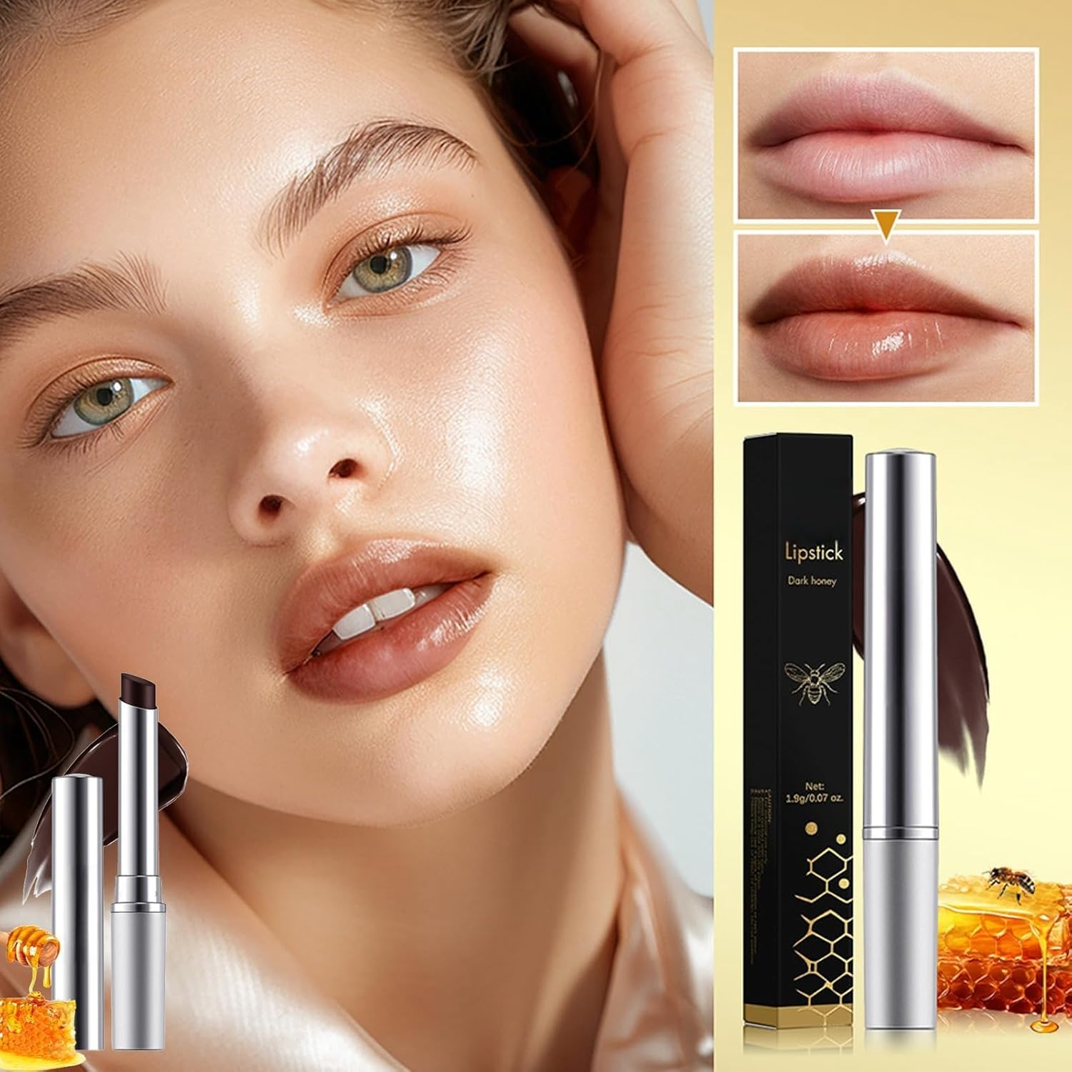 Almost Black Lipstick, Black Lipstick Matte, Black Lip Balm Almost Lipstick in Black, Nourishing Moisturising Lip Plumping for Dry Lips (2PCS) image number 6