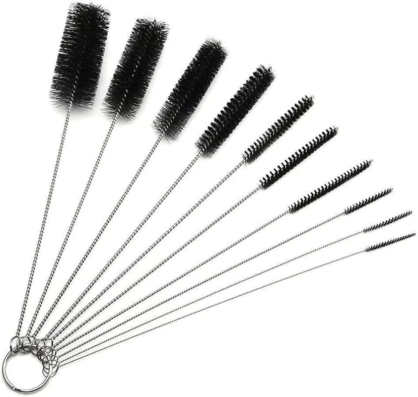 10Pcs Straw Cleaner Brush Set,8 Inch Pipe Cleaner with Key Ring, 2-24Mm Diameter Nylon Bristles for Straw Brush, Bottle, Espresso Machine, Dishwasher Safe, Hard to Reach Spaces Cleaning image number 3