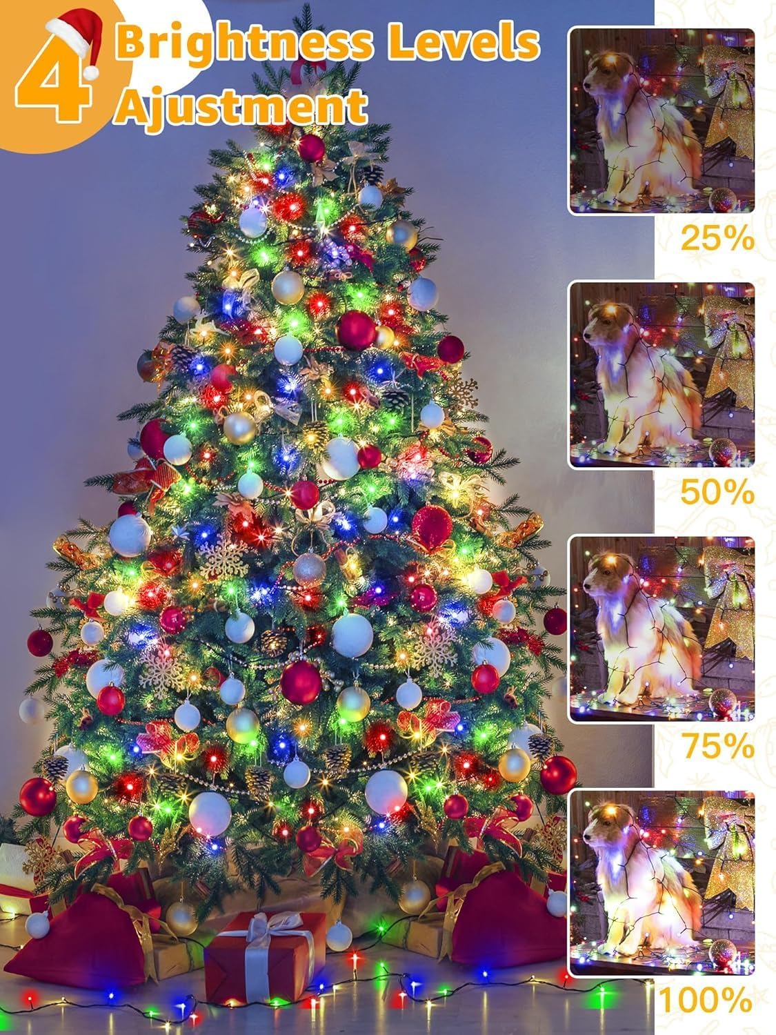 Christmas Lights 50M 500LED, 8 Patterns, Christmas Tree Lights Waterproof LED Christmas Lights Fairy Tale Light Outdoor Lights for Xmas Tree Wedding, Halloween, Party, Garden Decoration Colorful image number 3