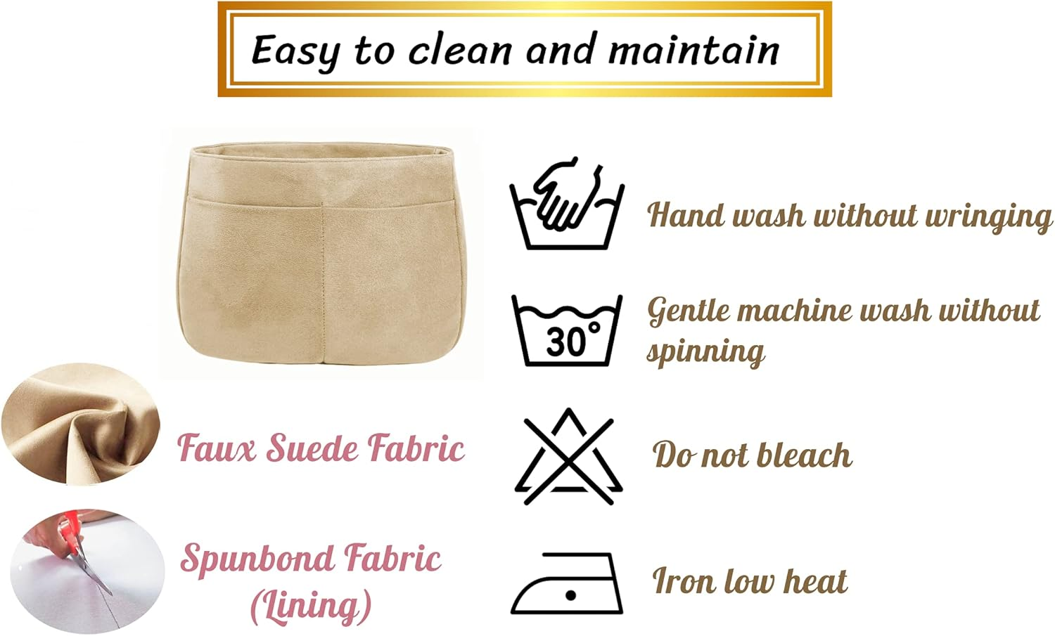 Purse Organizer Insert for Evelyne 29 PM Handbag, Faux Suede Fabric, Lightweight, Fits Perfectly, Sturdy, Hand Wash, Keep Its Shape Gift Ideas for Women (Purple E29S) - Black E29S image number 3