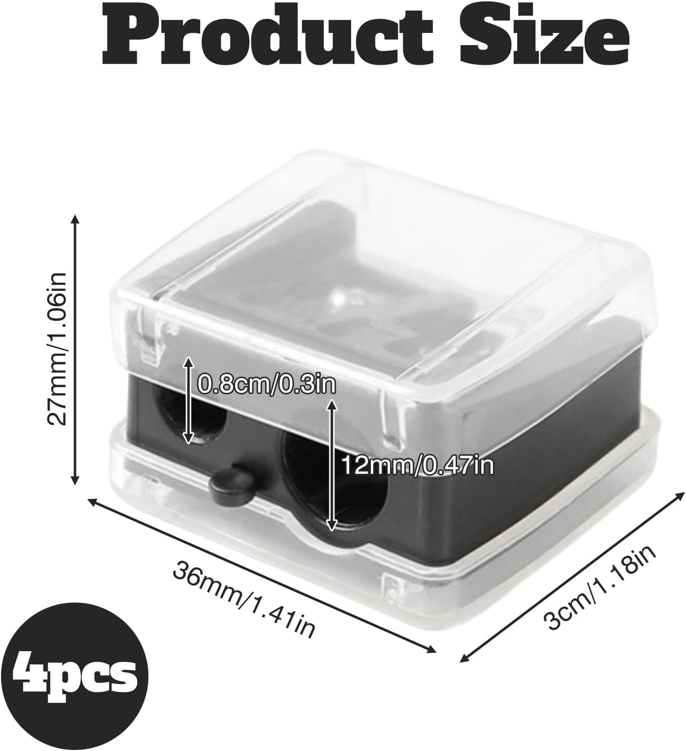 2 X Makeup Sharpener/Cosmetic Sharpener (Black 4) image number 4