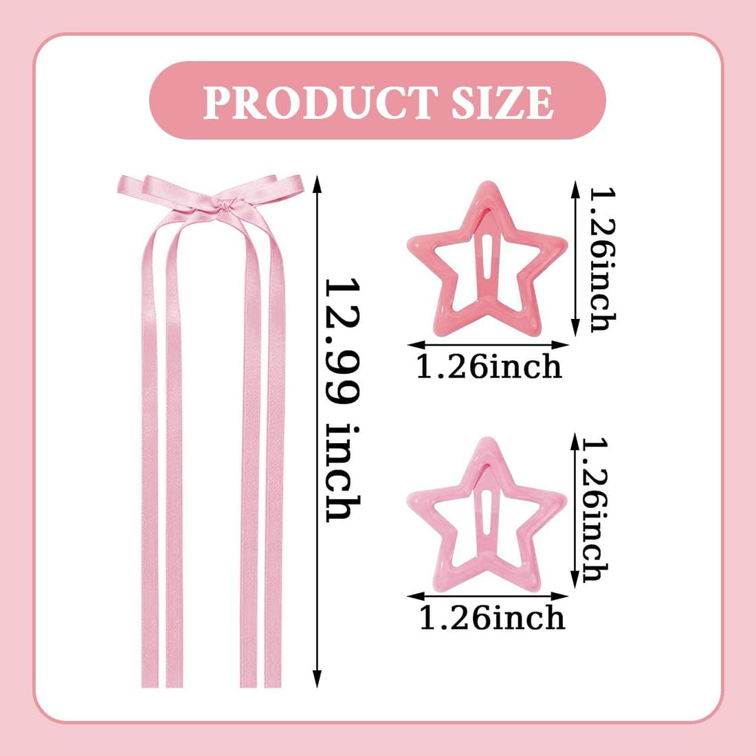 GGUFAY Star Hair Clips and Ribbon Hairpin, Hollowed Star Hair Clips, Hair Bows Girls for Children, Girls, DIY Hairstyles, Halloween, Christmas, Concerts and Daily Life (Pink) image number 5